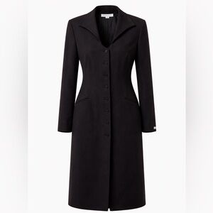 Pendleton Black Virgin Wool Long Coat Womens Size 18 USA Made Sculpted Lapel NWT